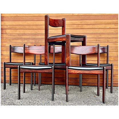 RARE SOLID BRAZILIAN ROSEWOOD SET of 6 DINING CHAIRS JOHANNES ANDERSEN for ULDUM MOBELFABRIK