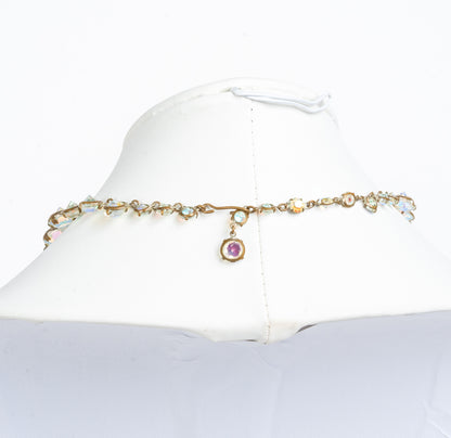VINTAGE VERY SPARKLY GRADUATED OPEN BACK FESTIVE CZECH CRYSTAL AURORA BOREALIS RIVIERE CHOKER NECKLACE