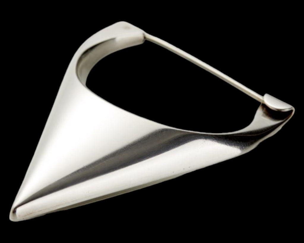EARLY MODERNIST REMARKABLE STERLING SILVER NANNA & JORGEN DITZEL for GEORG JENSEN ARCHITECTURAL & GRAPHIC MINIMALIST BROOCH