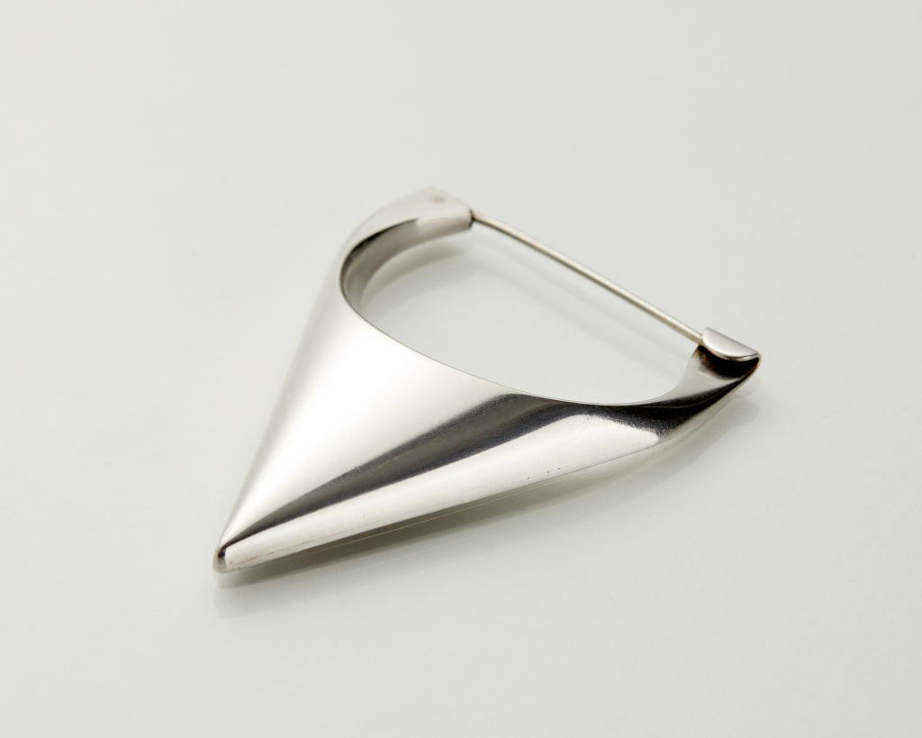 EARLY MODERNIST REMARKABLE STERLING SILVER NANNA & JORGEN DITZEL for GEORG JENSEN ARCHITECTURAL & GRAPHIC MINIMALIST BROOCH