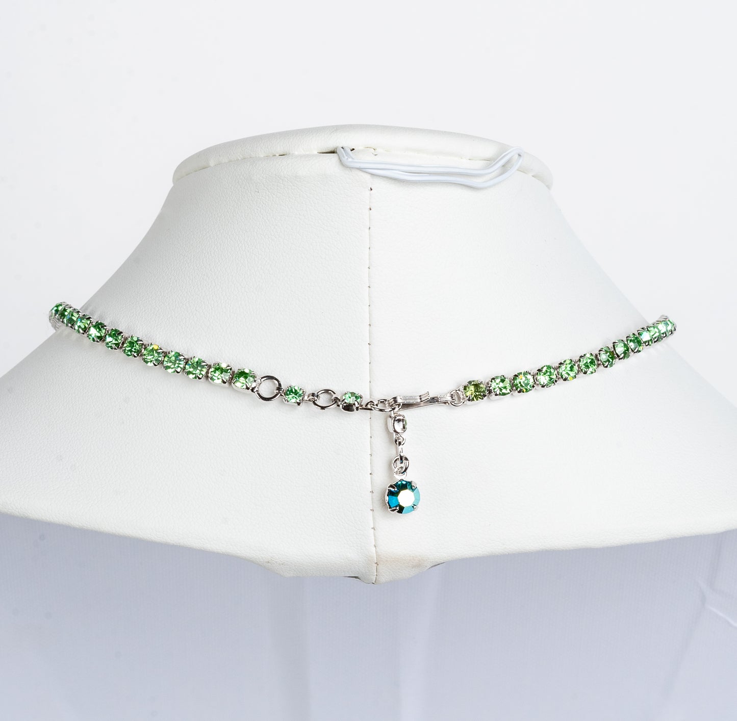 IDENTICAL SIGNED & UNSIGNED SHERMAN CLEAR & GREEN/BLUE SWAROVSKI CRYSTAL RHINESTONE NECKLACES