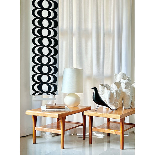 RARE LOTTE ( & GUNNAR) BOSTLUND CREAMY CERAMIC LAMP- w/ ORIGINAL SPUN FIBREGLAS CONE SHADE/ SWEET ICONIC TABLE LIGHT-