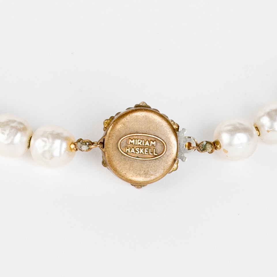 SIGNED MIRIAM HASKELL BAROQUE CHAMPAGNE COSTUME PEARL STRAND