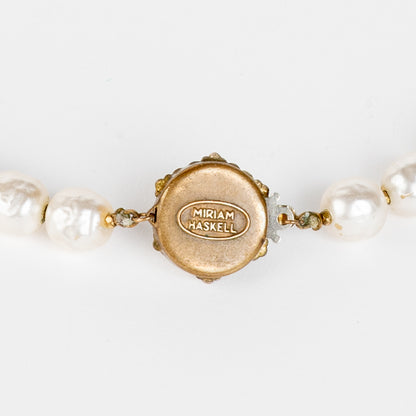 SIGNED MIRIAM HASKELL BAROQUE CHAMPAGNE COSTUME PEARL STRAND