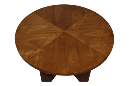 BRAZILIAN ARCHITECT OSCAR NIEMEYER ROUND WALNUT BRASILA for BROYHILL LAMP COFFE SIDE TABLE W/ 4 ARCH SCULPTURAL BASE