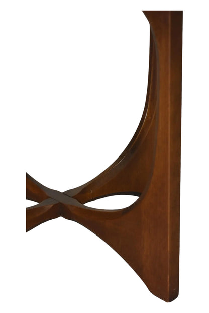 BRAZILIAN ARCHITECT OSCAR NIEMEYER ROUND WALNUT BRASILA for BROYHILL LAMP COFFE SIDE TABLE W/ 4 ARCH SCULPTURAL BASE