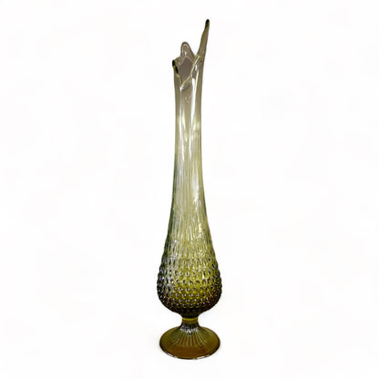 VINTAGE MCM FENTON GREEN HOBNAIL STRETCH SWUNG VASE #1