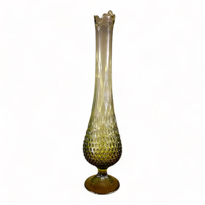 VINTAGE MCM FENTON GREEN HOBNAIL STRETCH SWUNG VASE #2
