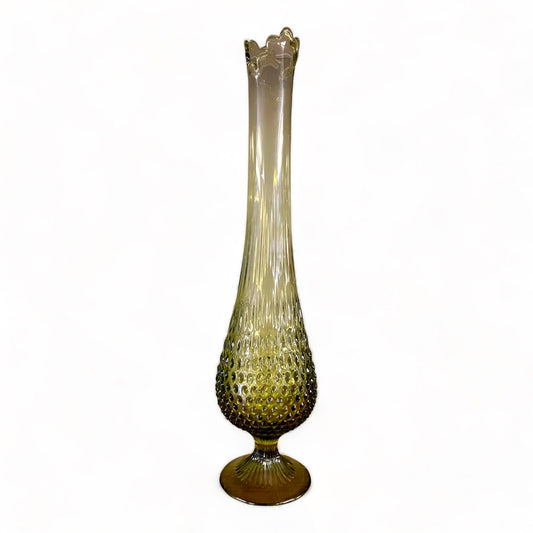 VINTAGE MCM FENTON GREEN HOBNAIL STRETCH SWUNG VASE #2
