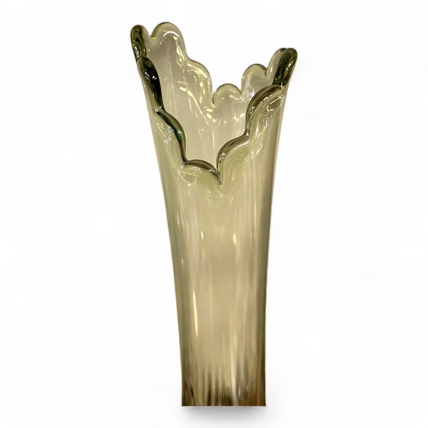 VINTAGE MCM FENTON GREEN HOBNAIL STRETCH SWUNG VASE #2