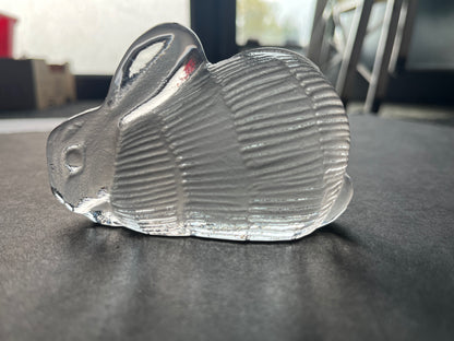SCANDINAVIAN LISA LARSON RABBIT ROYAL KRONA GLASS CRYSTAL FIGURINE PAPERWEIGHT