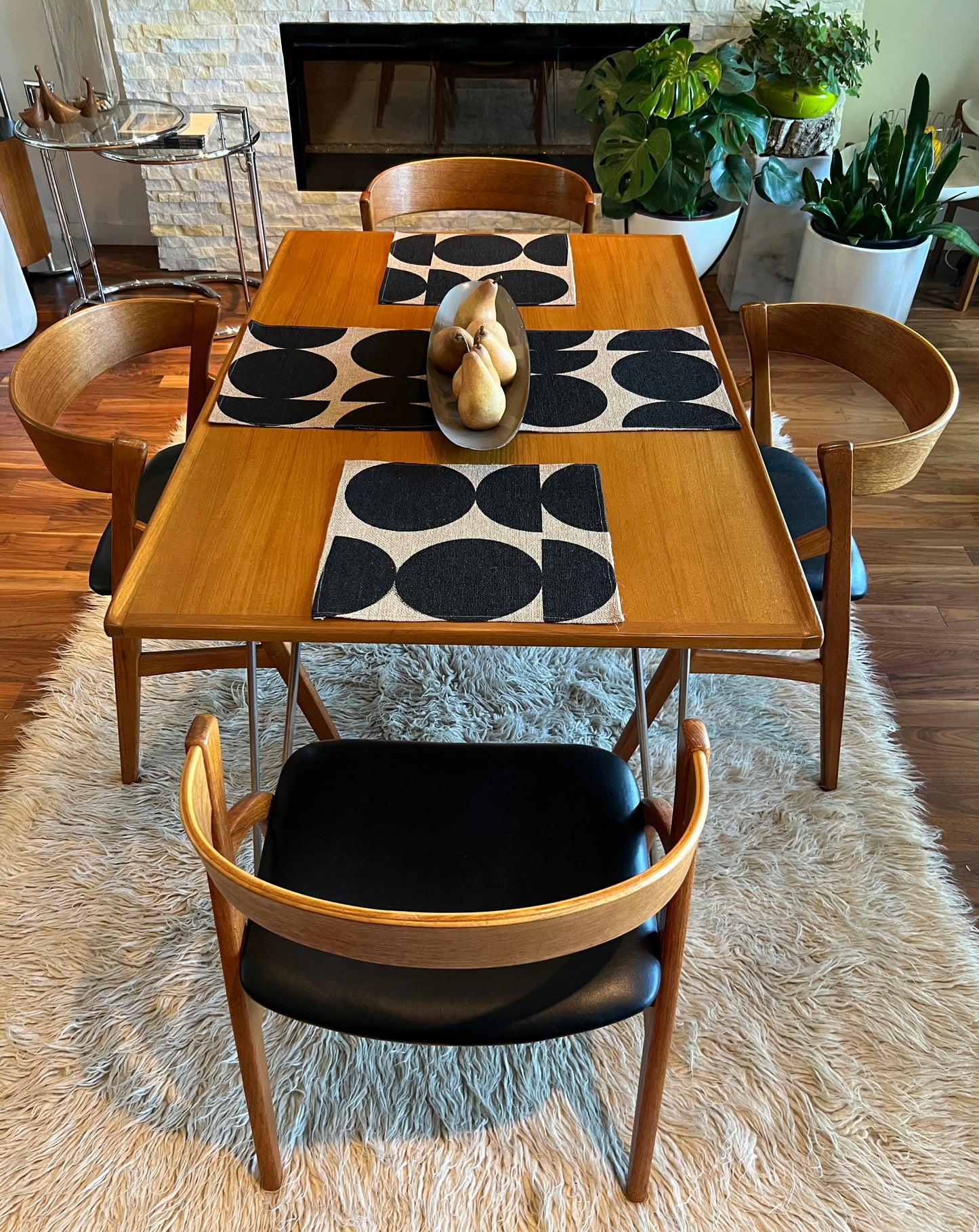 WESTNOFA, NORWAY / TEAK TOP STEEL HAIRPIN LEG COMPACT KITCHEN TABLE PROFESSIONALLY REFINISHED