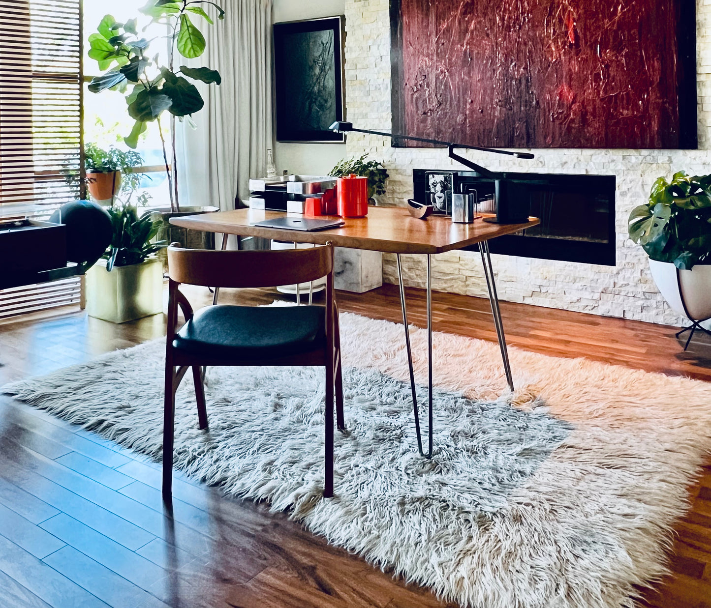 WESTNOFA, NORWAY / TEAK TOP STEEL HAIRPIN LEG COMPACT KITCHEN TABLE PROFESSIONALLY REFINISHED