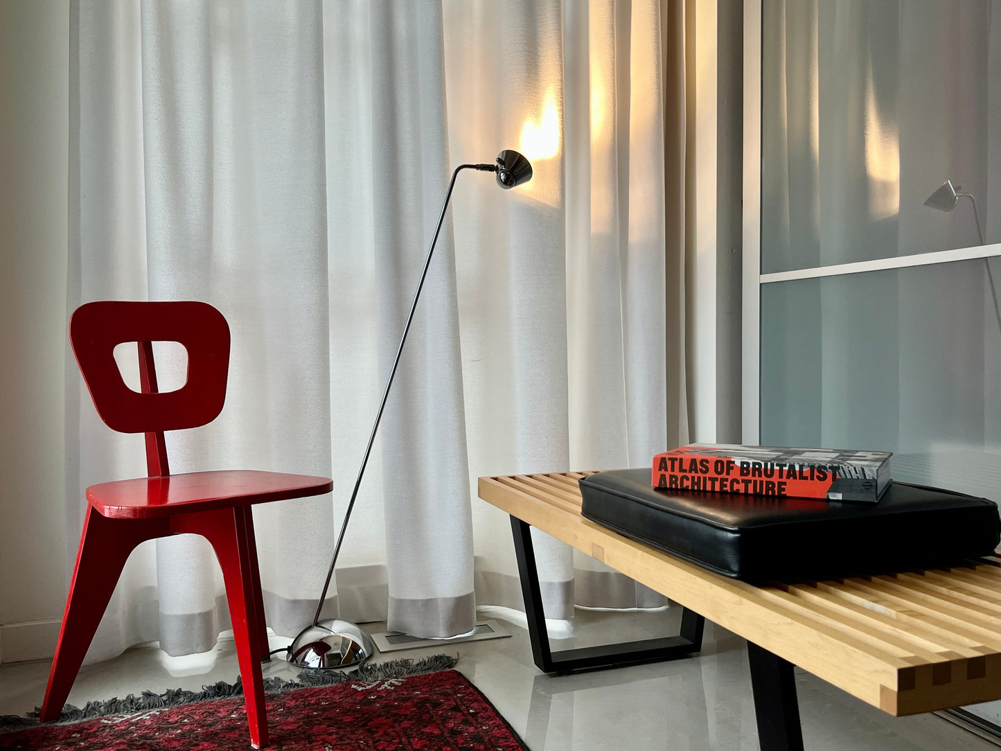 POSTMODERN DESIGNER CHROME ADJUSTABLE & DIRECT-ABLE READING/DIMMABLE/ FLOOR LAMP with a SMALL FOOTPRINT