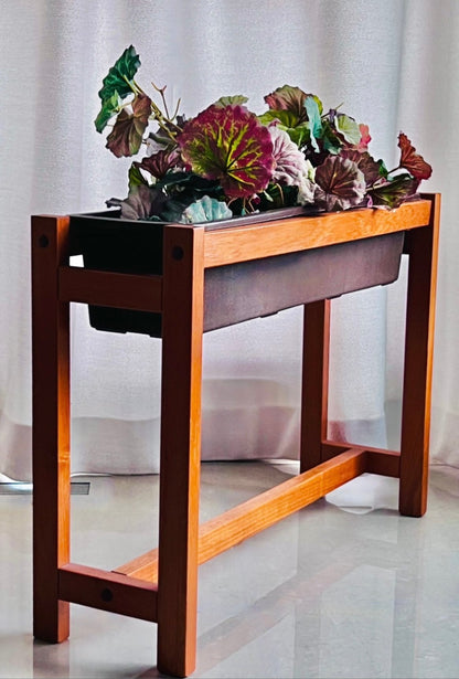 MID CENTURY MODERN SOLID TEAK PLANTER w/ WATERPROOF CONTAINER