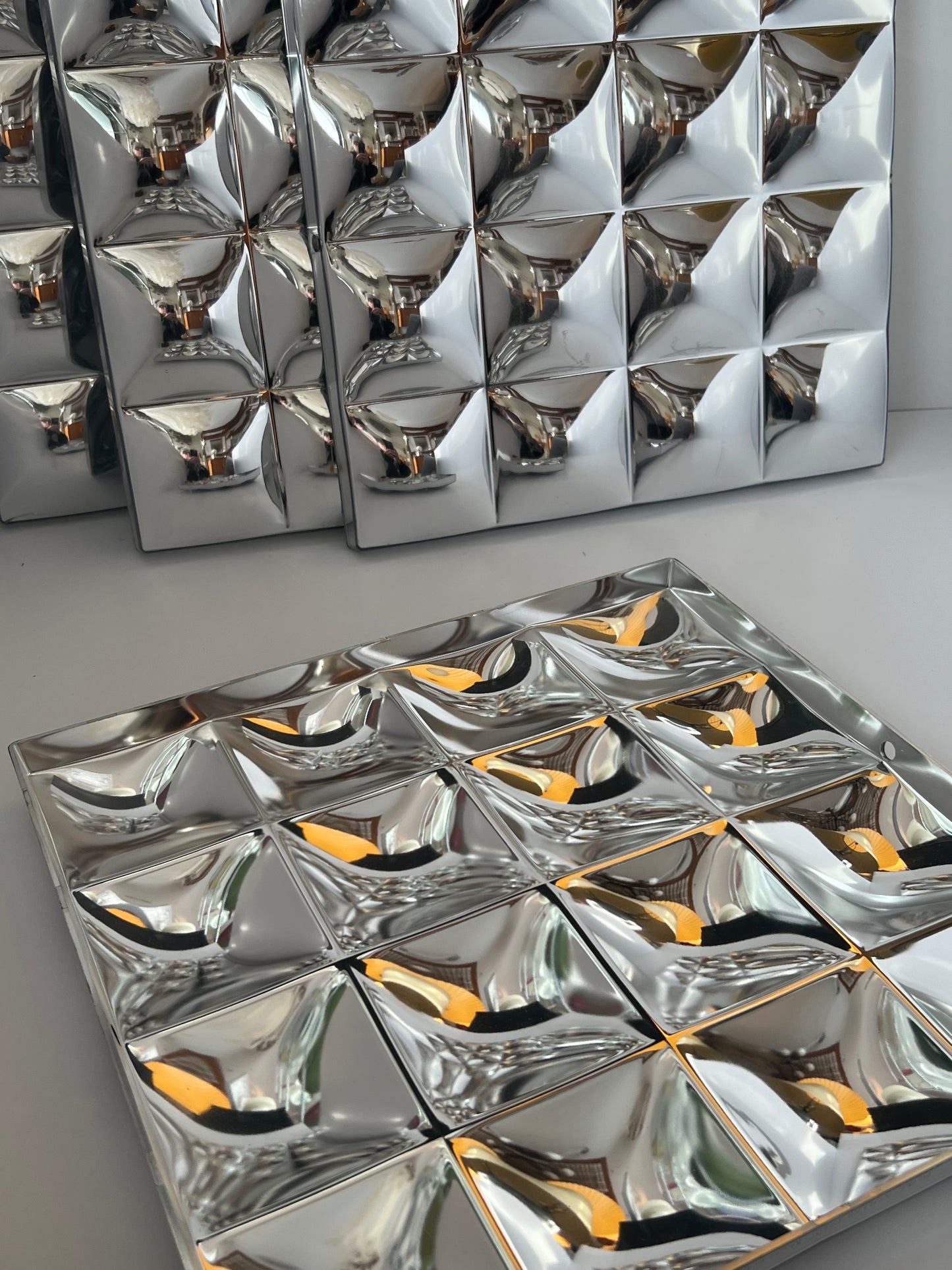 VINTAGE OP ART 1990s IKEA BLIMP KULLIG MIRRORED BUBBLE WALL PANELS SPACE AGE DESIGN 3 SEALED 4 OPEN