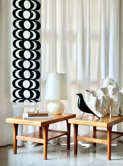 RARE LOTTE ( & GUNNAR) BOSTLUND CREAMY CERAMIC LAMP- w/ ORIGINAL SPUN FIBREGLAS CONE SHADE/ SWEET ICONIC TABLE LIGHT-