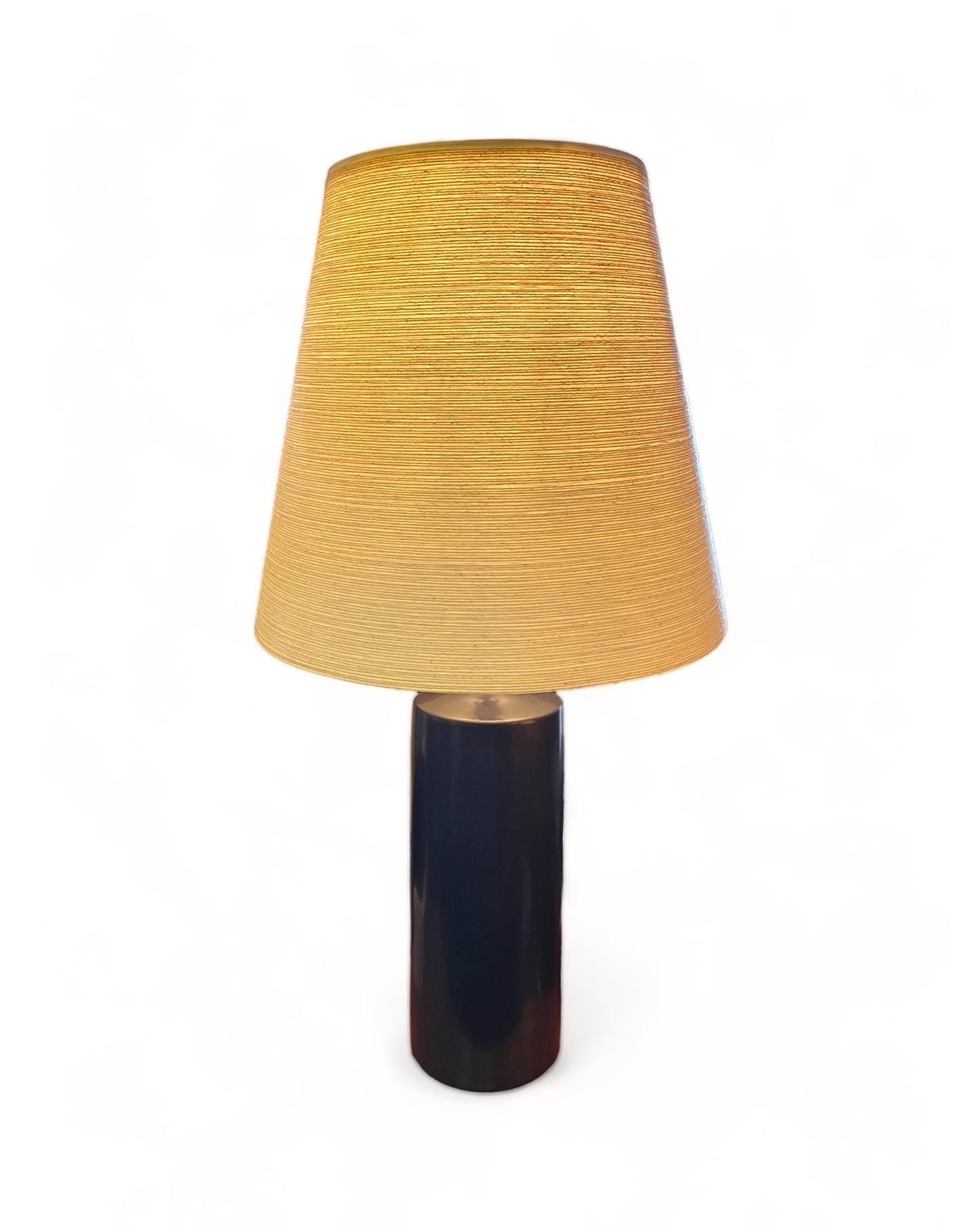 RARE XL PAIR LOTTE BOSTLUND CERAMIC TABLE LAMPS  w/ ORIGINAL LOTTE SPUN  FIBREGLASS CONE SHADE
