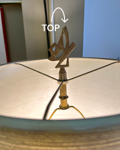 RARE MASSIVE LOTTE BOSTLUND CERAMIC LAMP- HEARTH/TABLE LIGHT- w/ ORIGINAL SPUN FIBREGLAS CONE SHADE