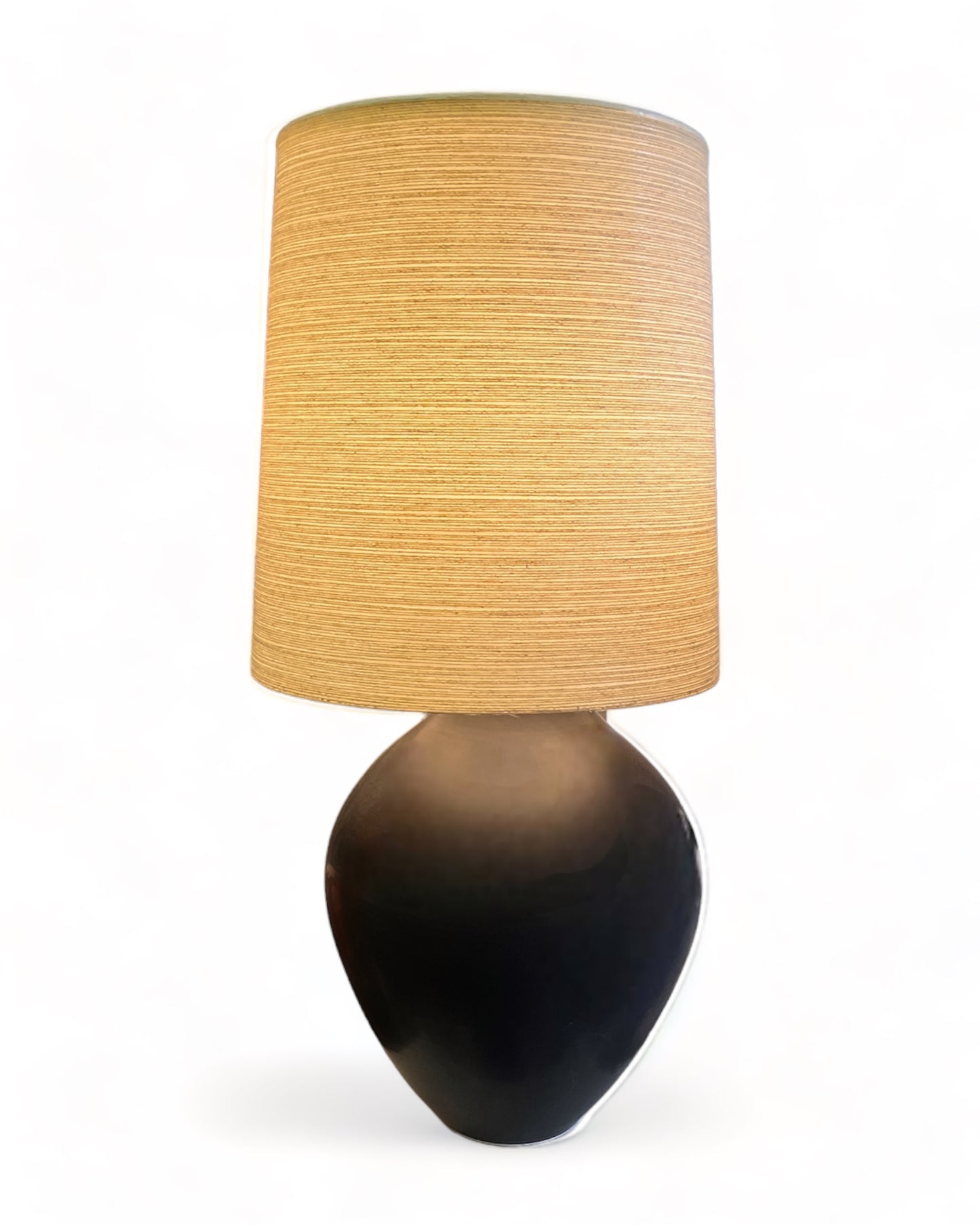 RARE MASSIVE LOTTE BOSTLUND CERAMIC LAMP- HEARTH/TABLE LIGHT- w/ ORIGINAL SPUN FIBREGLAS CONE SHADE