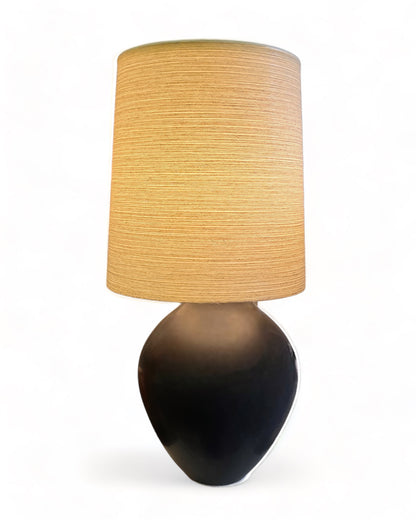 RARE MASSIVE LOTTE BOSTLUND CERAMIC LAMP- HEARTH/TABLE LIGHT- w/ ORIGINAL SPUN FIBREGLAS CONE SHADE