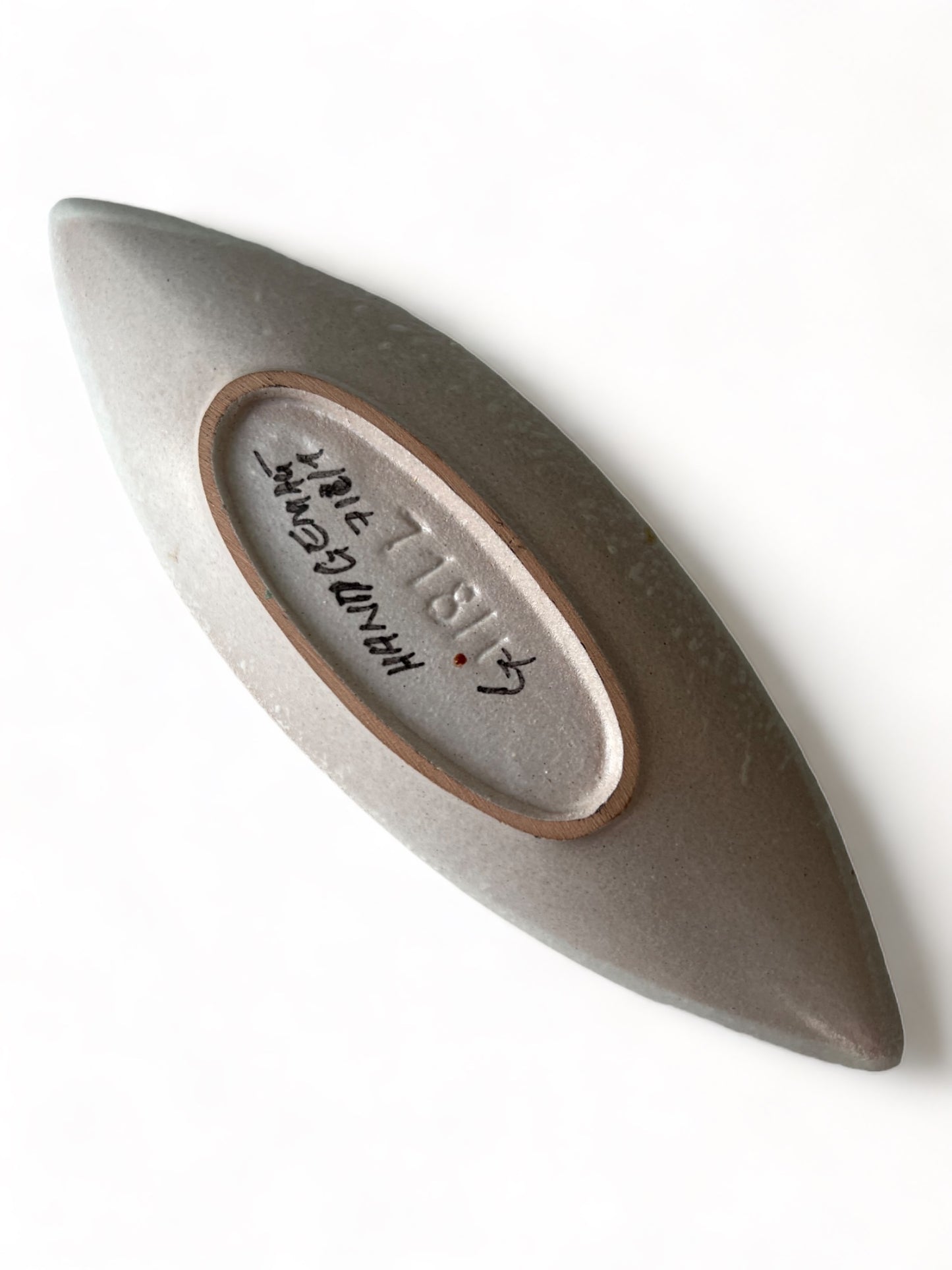 MCM VINTAGE RUSCHA KERAMIK CIGAR SHAPED DISH in DOMINO DECOR WEST GERMAN POTTERY FORM #718/1