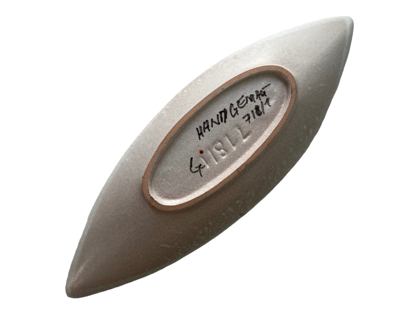 MCM VINTAGE RUSCHA KERAMIK CIGAR SHAPED DISH in DOMINO DECOR WEST GERMAN POTTERY FORM #718/1