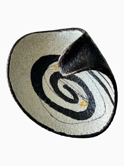 VINTAGE MID CENTURY WEST GERMAN RUSCHA 'DOMINO' CERAMIC DISH DECOR DESIGNED BY CILLI WÖRSDÖRFER FORM #417/2 1950s MODERNIST