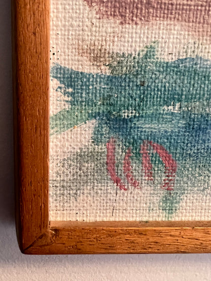 ORIGINAL SIGNED VINTAGE MID CENTURY MCM STUDIO ART PAINTING ON BOARD ATTRIBUTED SWEDEN