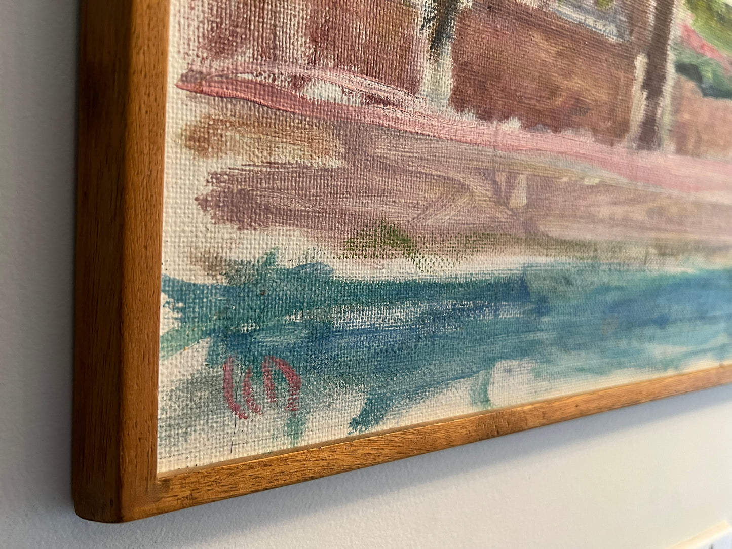 ORIGINAL SIGNED VINTAGE MID CENTURY MCM STUDIO ART PAINTING ON BOARD ATTRIBUTED SWEDEN