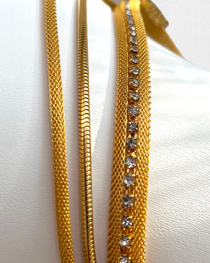 1940s FABULOUSITY GLAM GOLDTONE MESH ROPE & RHINESTONE NECKLACE /SHES A BEAUT!