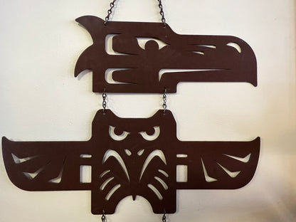HANGING CUT METAL TOTEMIC ART