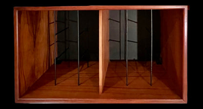 CADO STYLE TEAK 2-3 BAY MODULAR WALL SYSTEM BLACK RAILS & BRASS ARMS