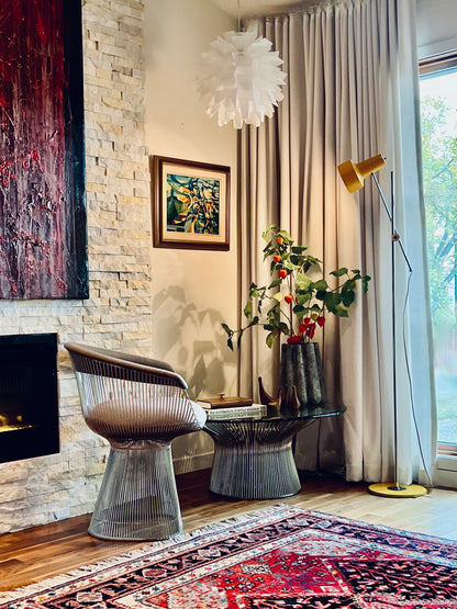 RARE ADJUSTABLE HEIGHT SCANDINAVIAN FLOOR/TABLE LAMP YELLOW & CHROME attributed LYSKAER, Denmark