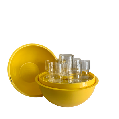 VINTAGE 1970s ITALIAN YELLOW 'Pic Boll' PICNIC SET by CARLO VIGNELLI for GUZZINI