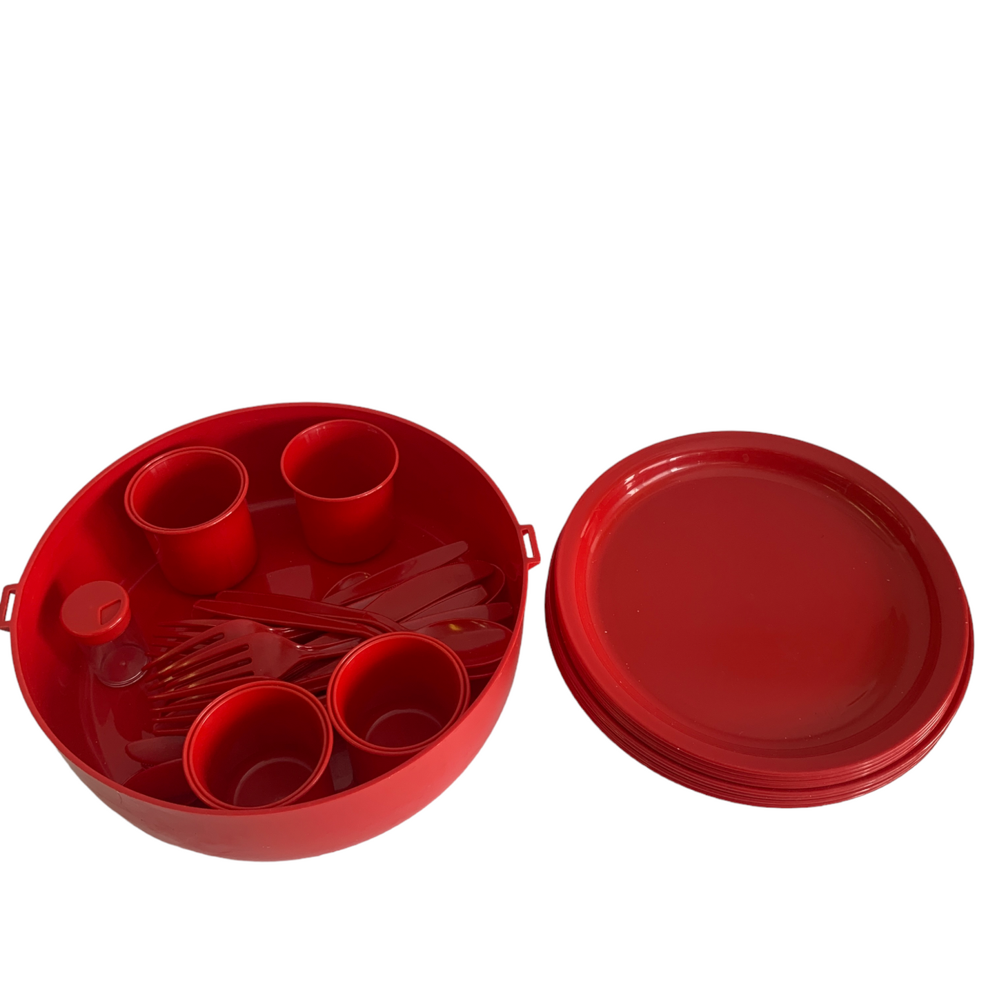 VIPO VINTAGE MODERNIST  RED PICNIC BOWL BASKET CADDY