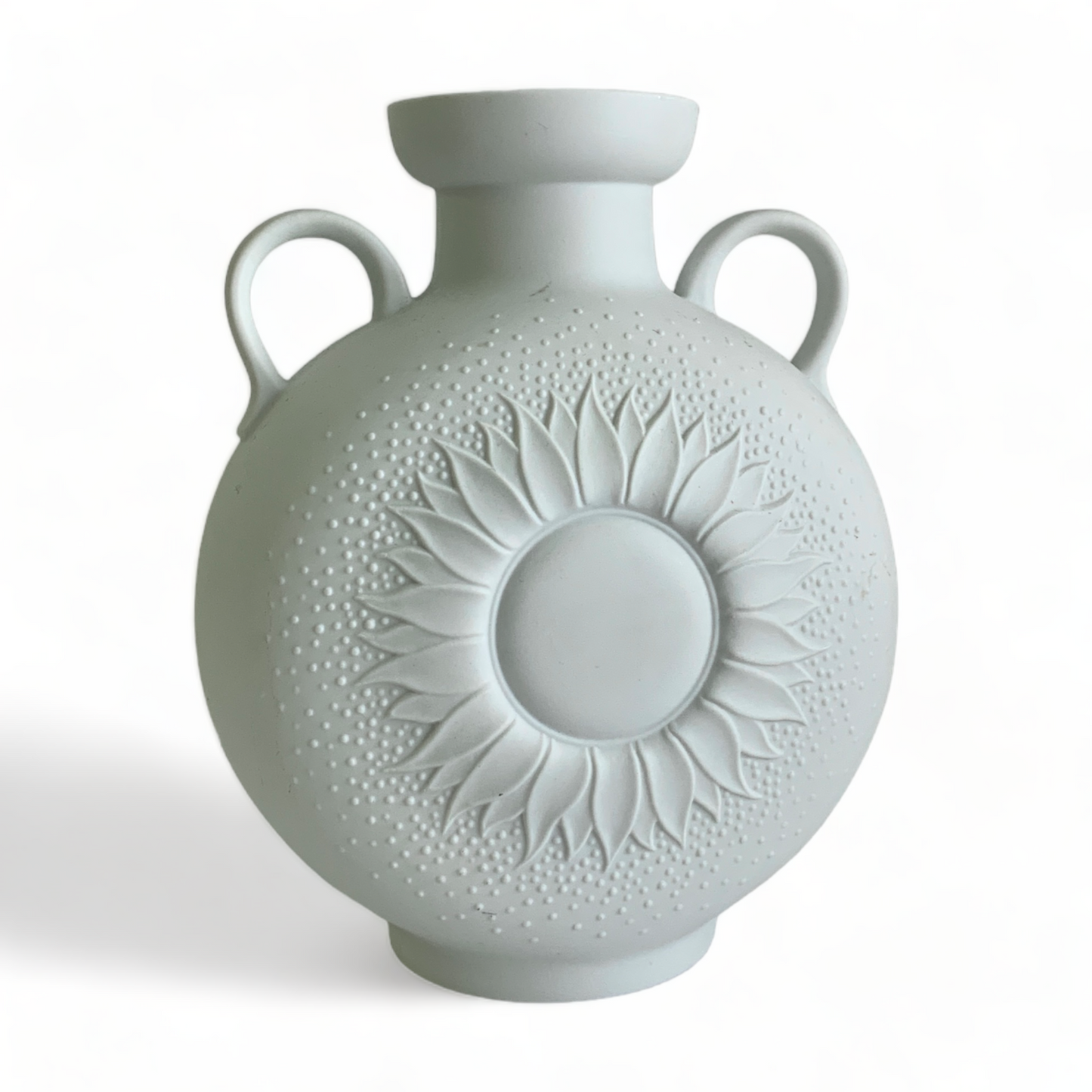AK KAISER GERMAN VINTAGE SUNFLOWER MATTE BISQUE PORCELAIN VASE