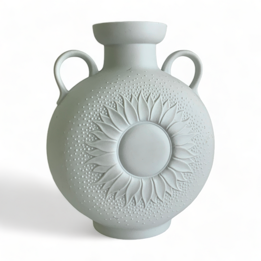 AK KAISER GERMAN VINTAGE SUNFLOWER MATTE BISQUE PORCELAIN VASE