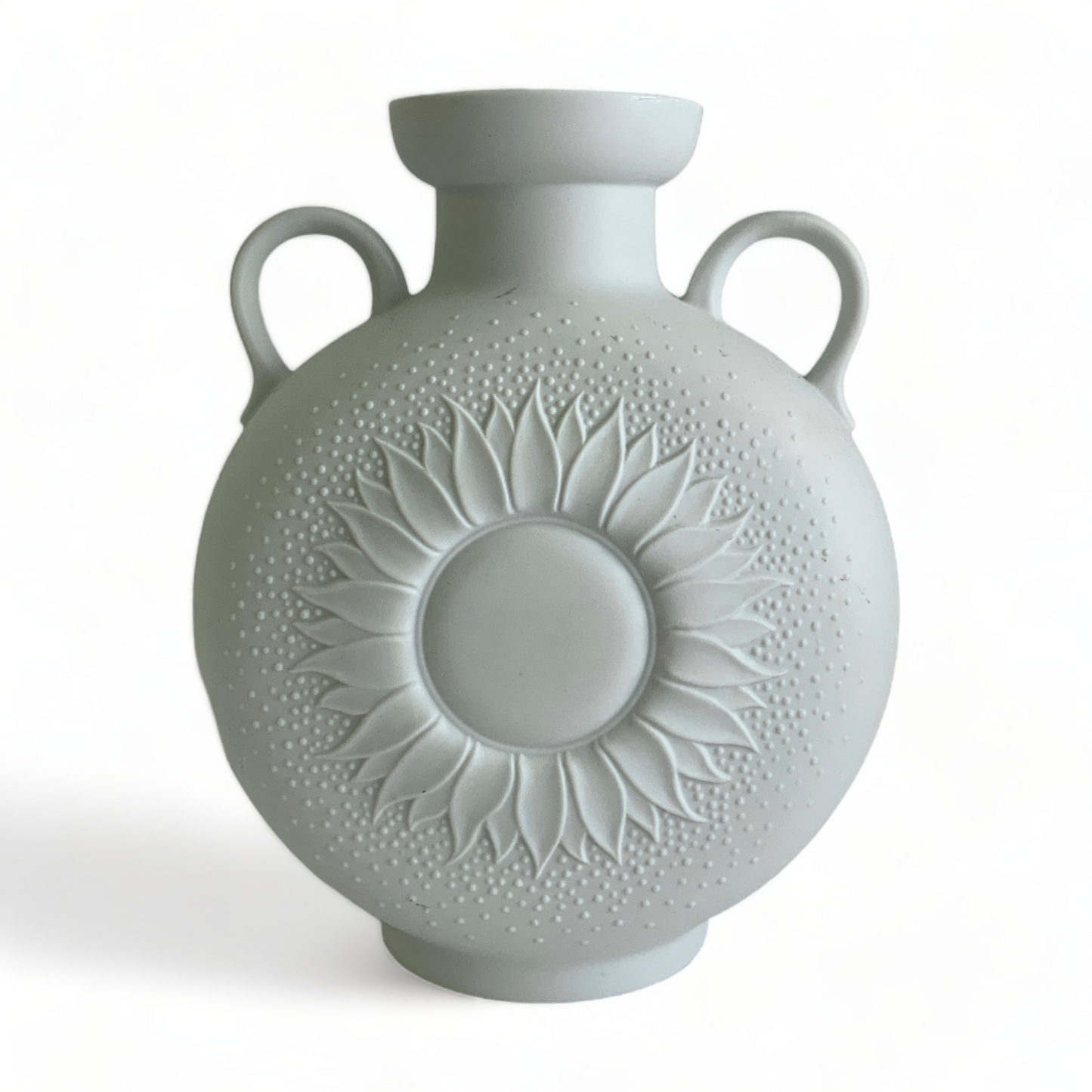AK KAISER GERMAN VINTAGE SUNFLOWER MATTE BISQUE PORCELAIN VASE