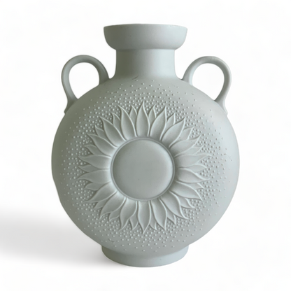 AK KAISER GERMAN VINTAGE SUNFLOWER MATTE BISQUE PORCELAIN VASE