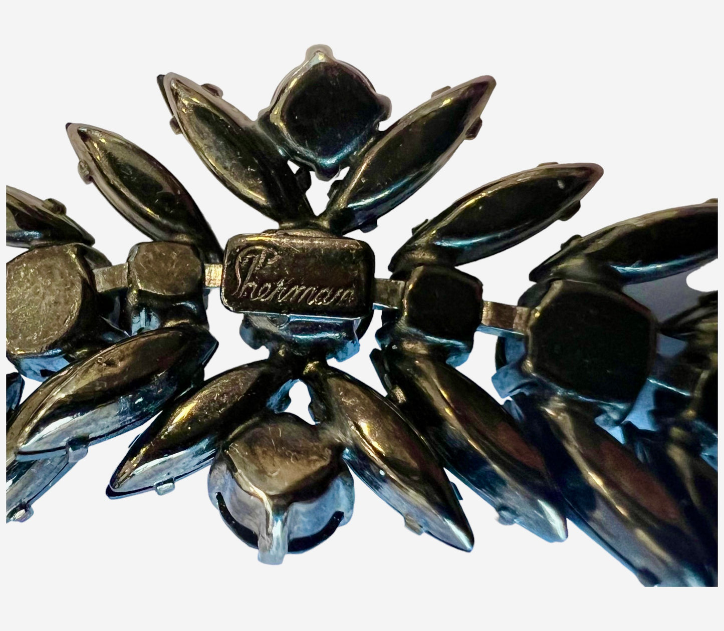 FROM THE AMAZING 'JEWELS of ELEGANCE' by CANADIAN JEWELER GUSTAV SHERMAN BLACK CRYSTAL w/ GUNMETAL FINISH BRACELET & EARRINGS