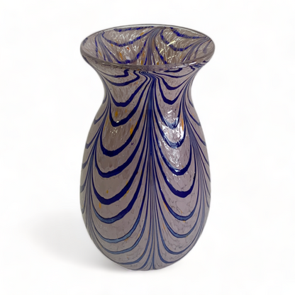 MAUVE & INDIGO  BLOWN GLASS STUDIO ART VASE