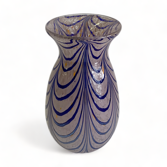 MAUVE & INDIGO  BLOWN GLASS STUDIO ART VASE
