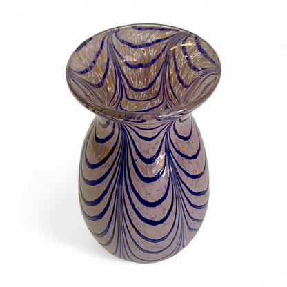 MAUVE & INDIGO  BLOWN GLASS STUDIO ART VASE
