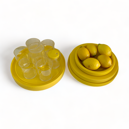 VINTAGE 1970s ITALIAN YELLOW 'Pic Boll' PICNIC SET by CARLO VIGNELLI for GUZZINI