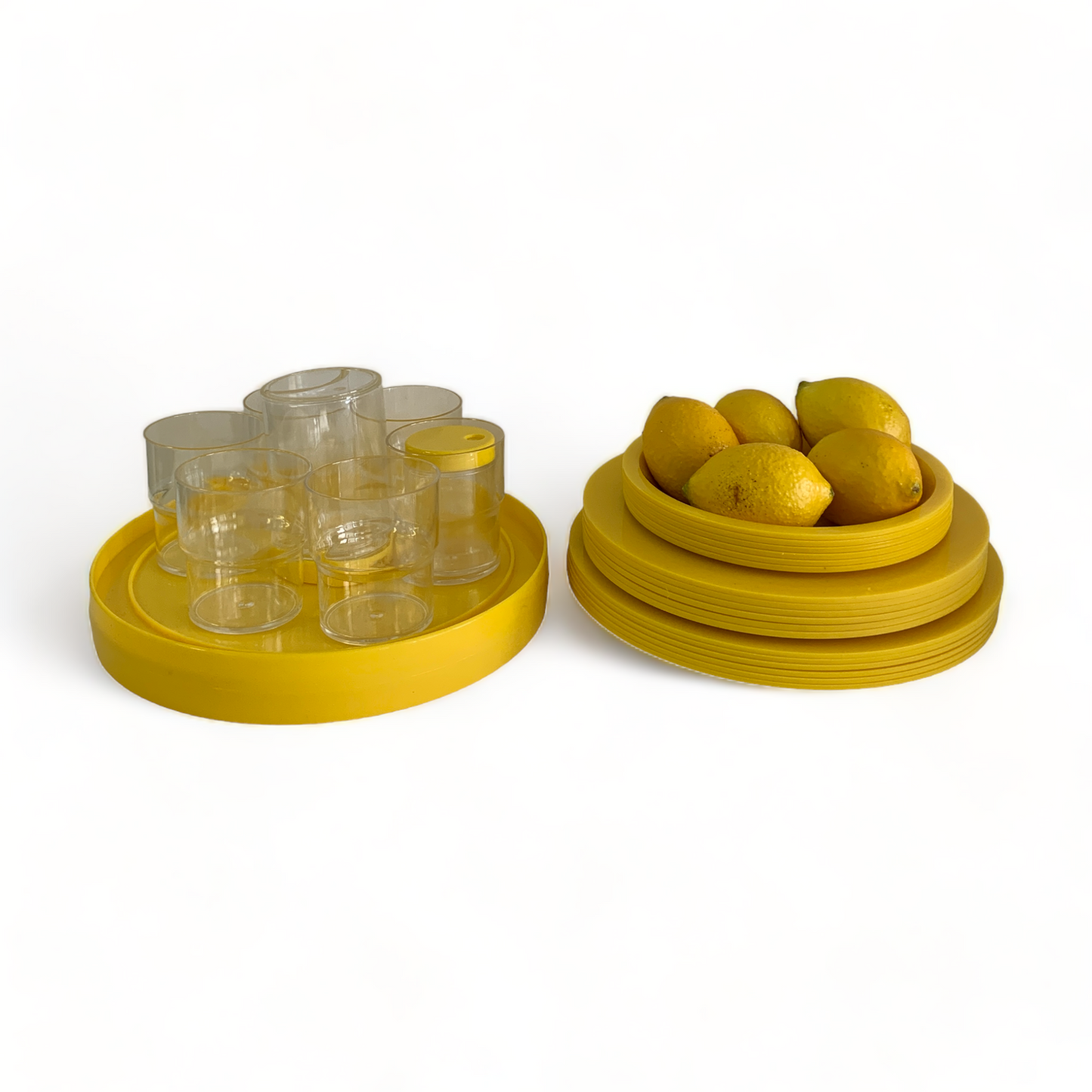 VINTAGE 1970s ITALIAN YELLOW 'Pic Boll' PICNIC SET by CARLO VIGNELLI for GUZZINI