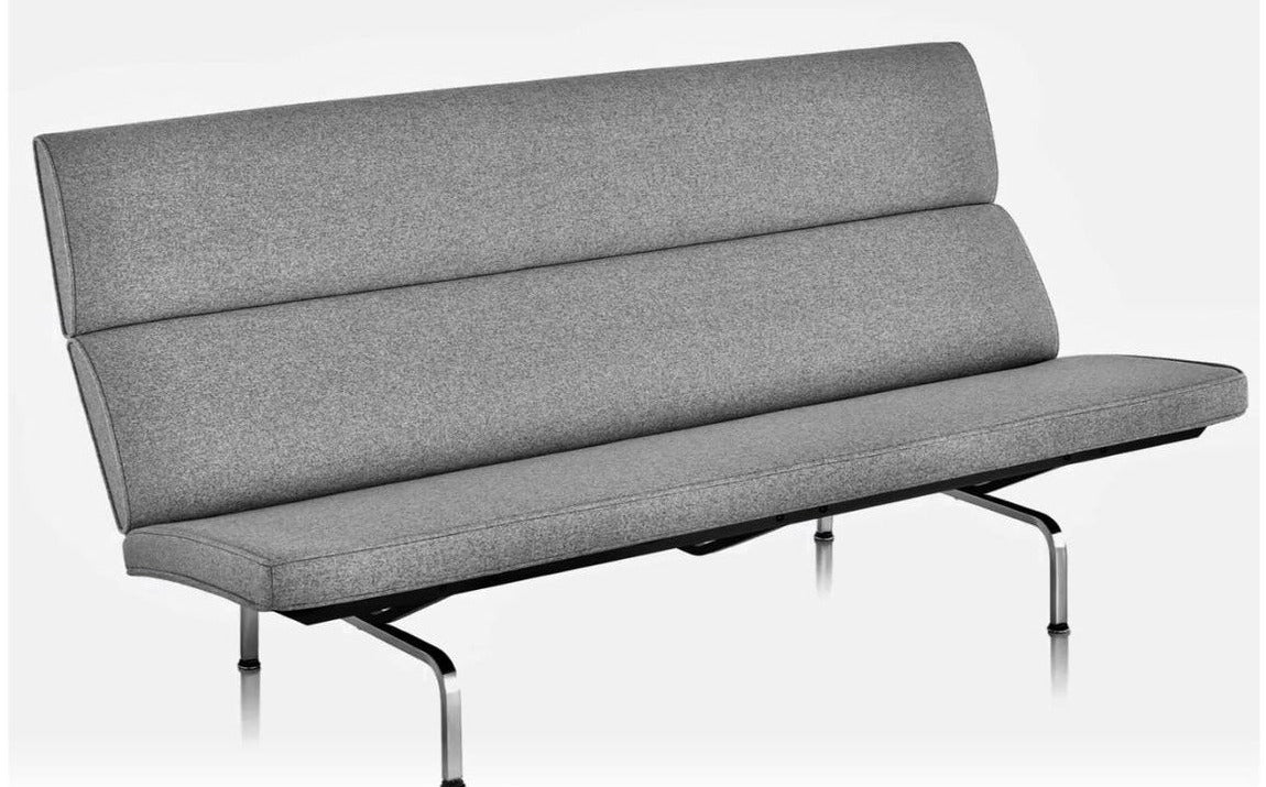 EAMES COMPACT SOFA PROFESSIONALLY REUPHOLSTERED in MAHARAM WOOL and well ICONIC