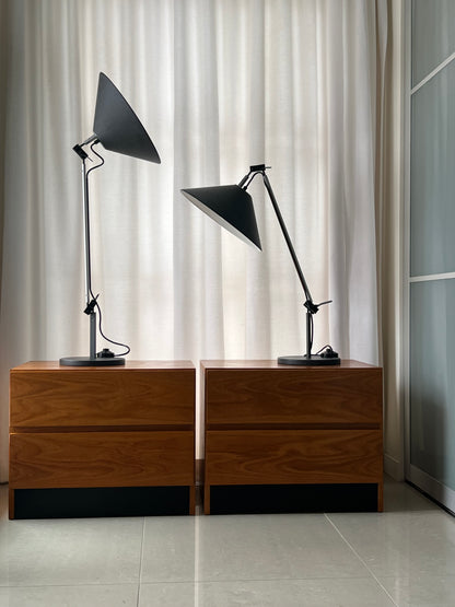 PAIR VERY RARE ARTEMIDE ITALY ENZO MARI and G. FASSINA ADJUSTABLE AGGREGATO 1970s TABLE LAMPS