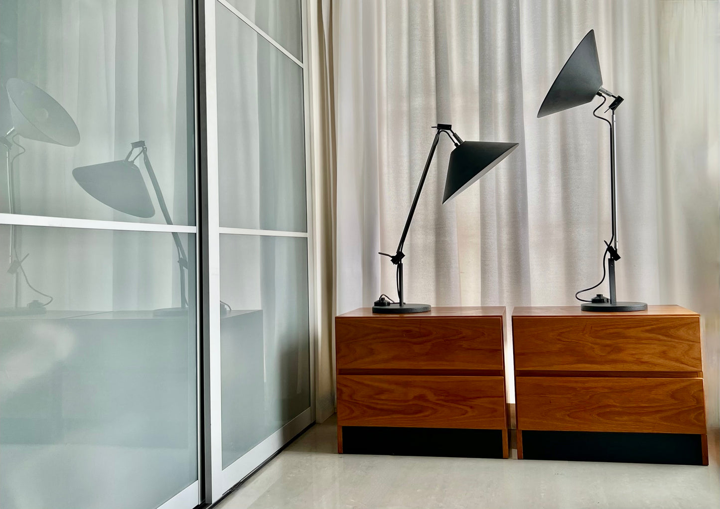 PAIR VERY RARE ARTEMIDE ITALY ENZO MARI and G. FASSINA ADJUSTABLE AGGREGATO 1970s TABLE LAMPS