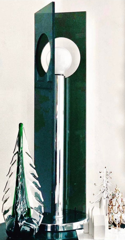 SMOKY LUCITE TABLE LAMP